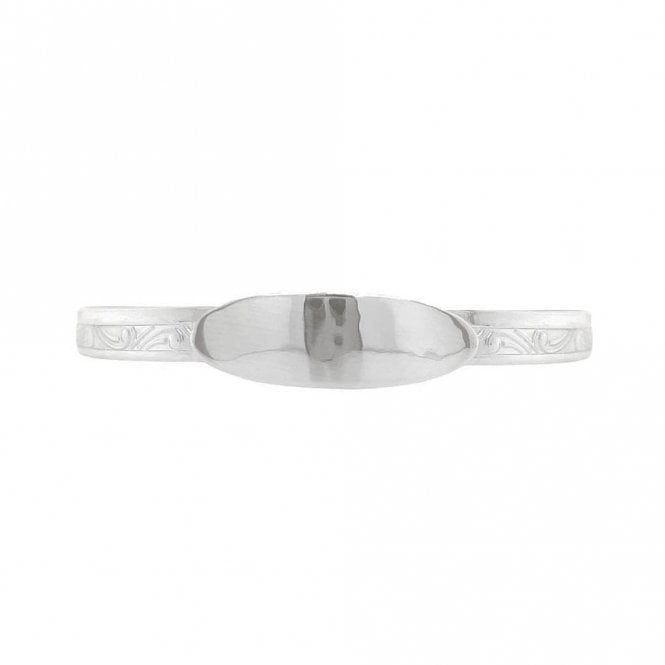 Faith Sterling Silver Sterling Silver Oval ID Plate Patterned Baby Bangle 0.7cm, 4.5-6cm 