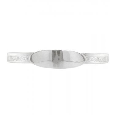 Sterling Silver Oval ID Plate Patterned Baby Bangle 0.7cm, 4.5-6cm 