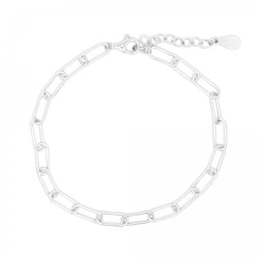 Sterling Silver Paperclip Chain Bracelet 17+3cm