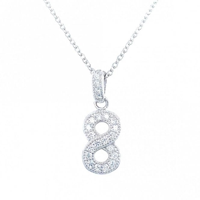 Faith Sterling Silver Sterling Silver Pave Infinity Necklace 19x8mm, 16-18