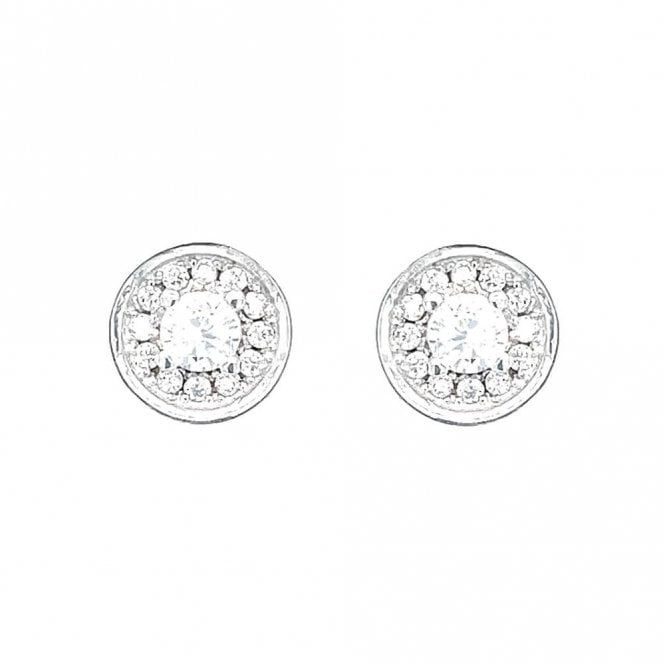 Faith Sterling Silver Sterling Silver Pave Set Round Rubover Stud Earrings 7x7mm