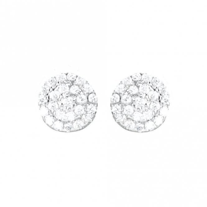 Faith Sterling Silver Sterling Silver Pave Set Round Stud Earrings 6x6mm