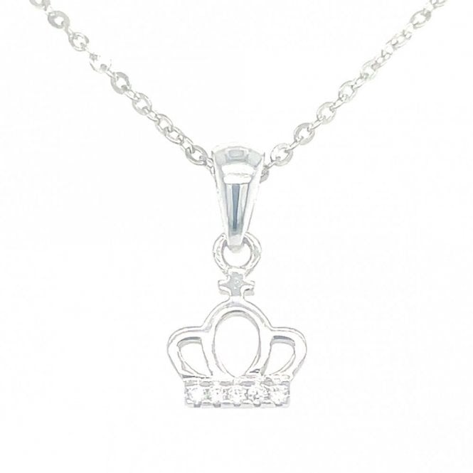 Faith Sterling Silver Sterling Silver Pave Set Rubover Angel Necklace 8mm, 16-18