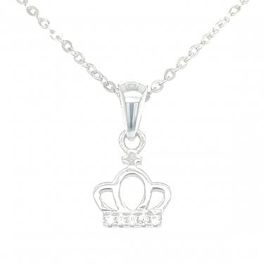 Sterling Silver Pave Set Rubover Angel Necklace 8mm, 16-18"