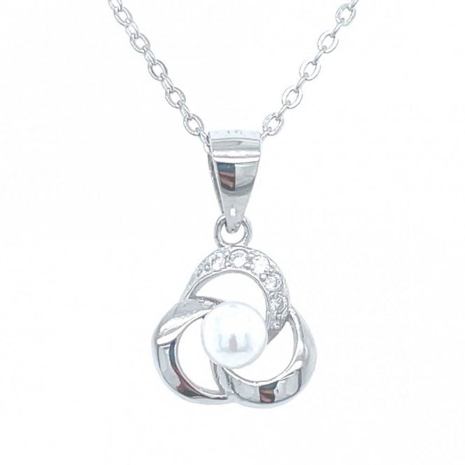 Faith Sterling Silver Sterling Silver Pearl Triple Twist Necklace 10mm, 16-18