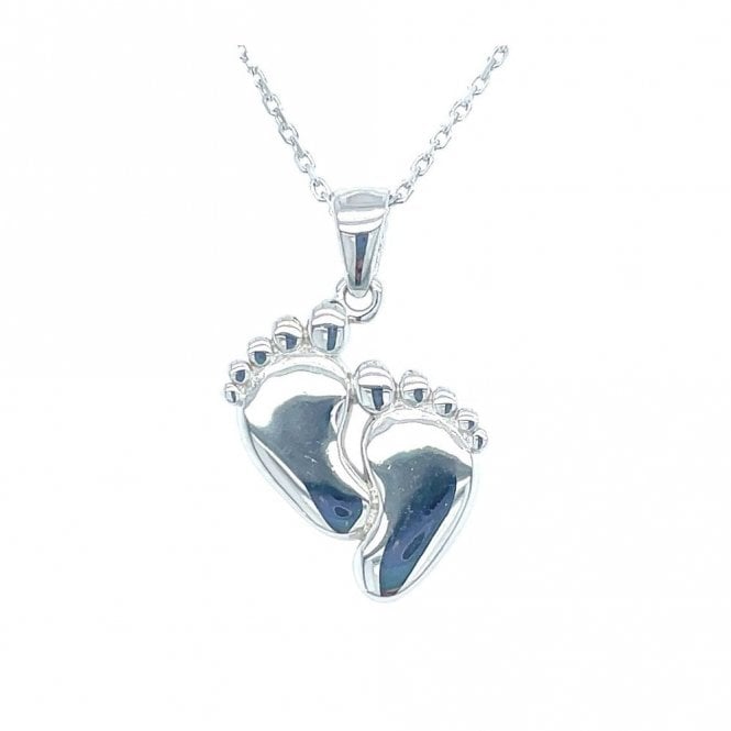 Faith Sterling Silver Sterling Silver Plain Baby Feet Necklace 16x14mm, 16-18