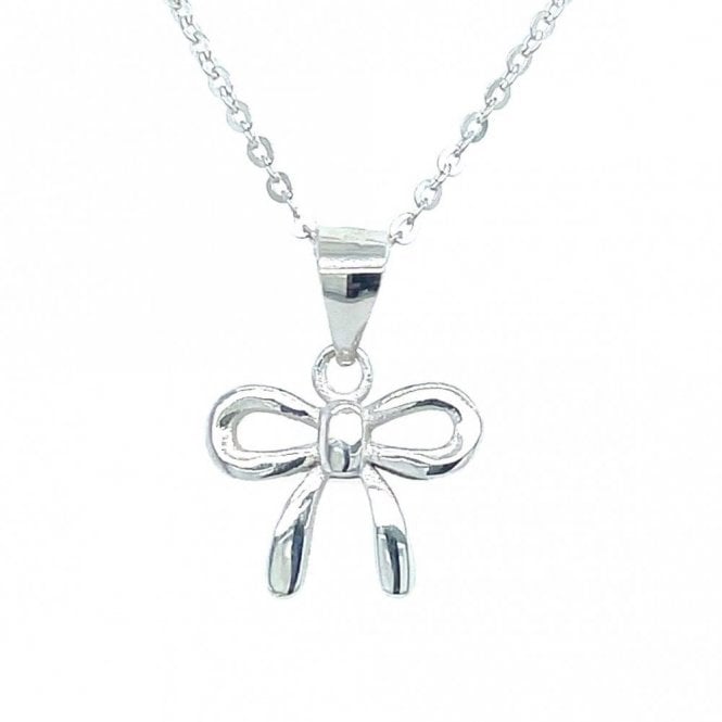 Faith Sterling Silver Sterling Silver Plain Bow Drop Necklace 10x13mm, 16-18