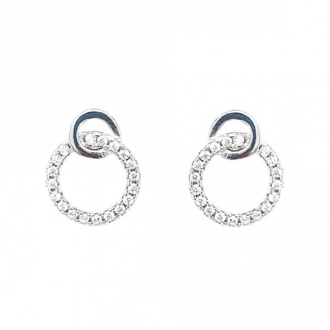 Faith Sterling Silver Sterling Silver Plain Circle with Entwined CZ Open Circle Drop Earrings 12x9mm