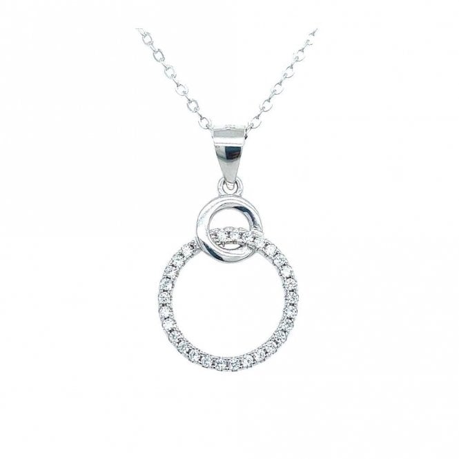 Faith Sterling Silver Sterling Silver Plain Circle with Entwined CZ Open Circle Necklace 17x14mm, 16-18