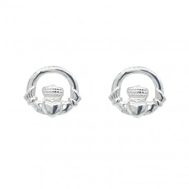 Sterling Silver Plain Claddagh Stud Earrings 1 x 1cm 
