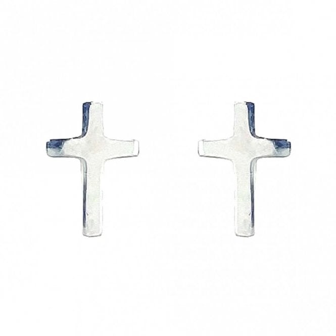Faith Sterling Silver Sterling Silver Plain Cross Stud Earrings 9x6mm