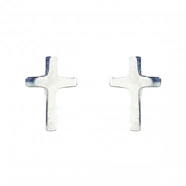 Sterling Silver Plain Cross Stud Earrings 9x6mm