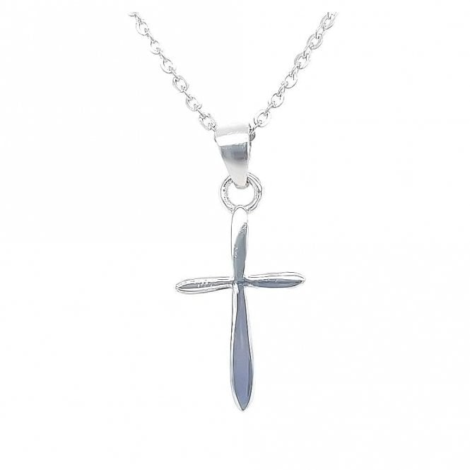 Faith Sterling Silver Sterling Silver Plain Cross with Rounded Edges Necklace 16x10mm, 16-18