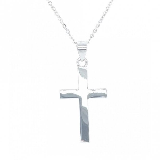 Faith Sterling Silver Sterling Silver Plain Cross with Square Edges Necklace 24x14mm, 16-18