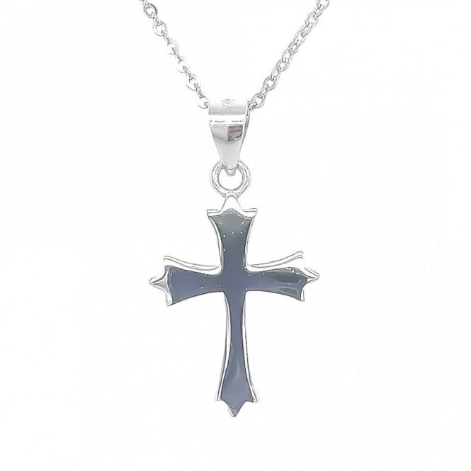 Faith Sterling Silver Sterling Silver Plain Cross with Triple Point Edges Necklace 18x14mm, 16-18