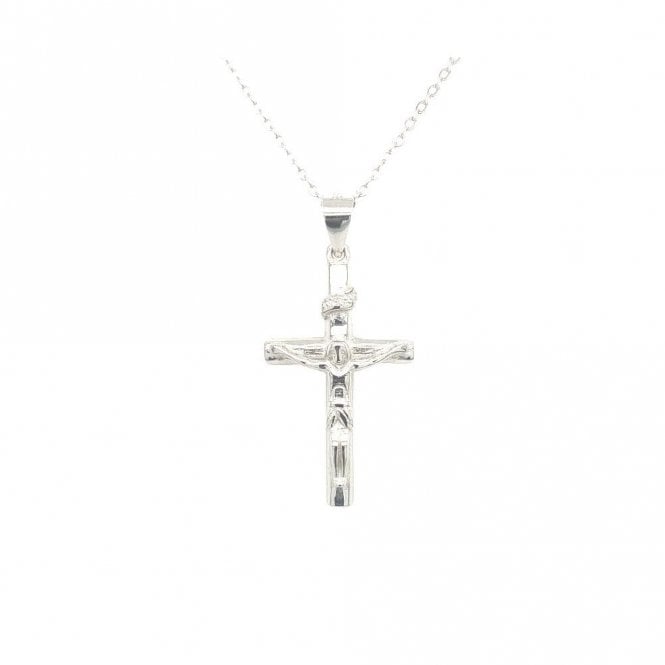 Faith Sterling Silver Sterling Silver Plain Crucifix with Rounded Edge Necklace 27x15mm, 16-18