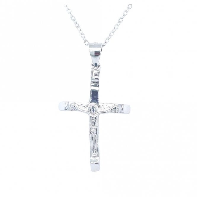 Faith Sterling Silver Sterling Silver Plain Crucifix with Tapered Edge Pendant Necklace 26x18mm, 16-18