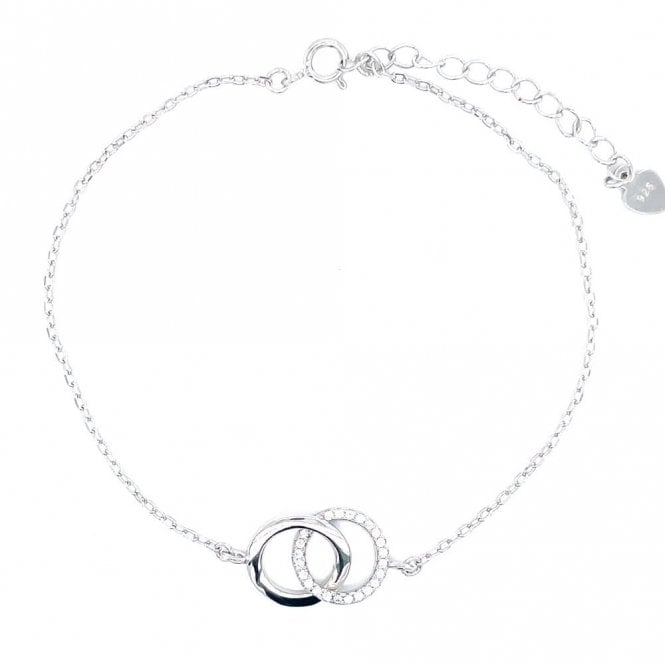 Faith Sterling Silver Sterling Silver Plain & CZ Entwined Circle Fine Bracelet 16+3.5cm