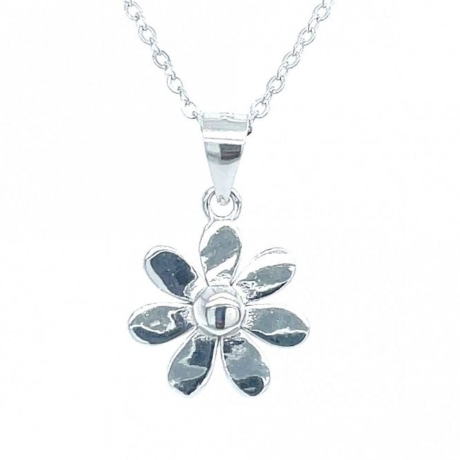 Faith Sterling Silver Sterling Silver Plain Flower with Raised Centre Necklace 13mm, 16-18