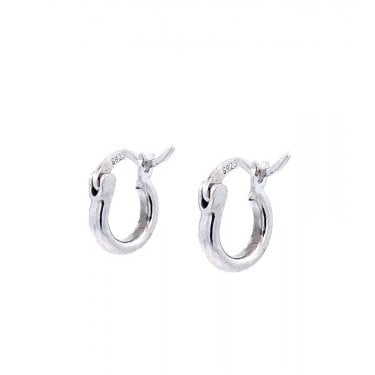 Sterling Silver Plain Hinged Hoop Earrings 10mm