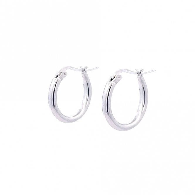 Faith Sterling Silver Sterling Silver Plain Hinged Hoop Earrings 15mm 