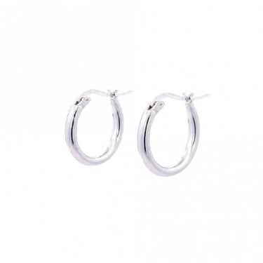 Sterling Silver Plain Hinged Hoop Earrings 15mm 