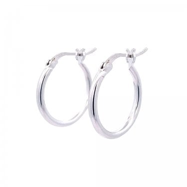 Sterling Silver Plain Hinged Hoop Earrings 20mm 