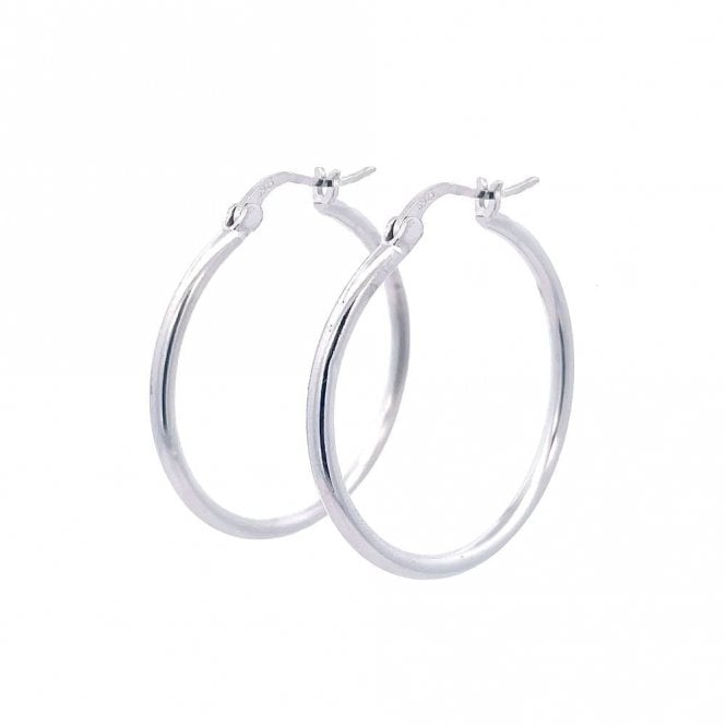 Faith Sterling Silver Sterling Silver Plain Hinged Hoop Earrings 30mm 