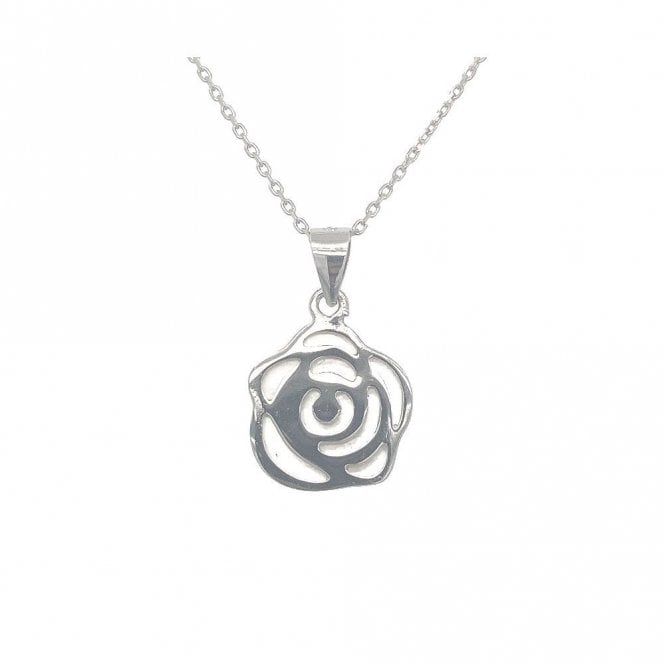Faith Sterling Silver Sterling Silver Plain Laser Cut Flower Necklace 16x14mm, 16-18