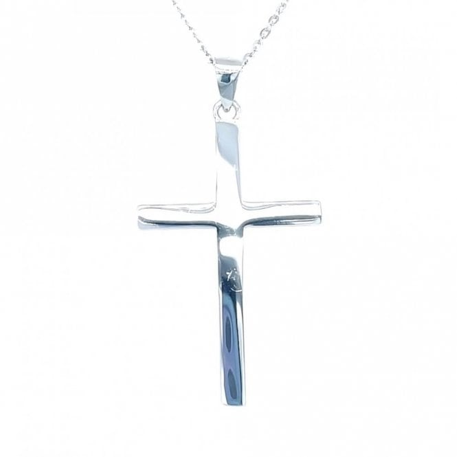 Faith Sterling Silver Sterling Silver Plain Narrow Cross Pendant Necklace 32x21mm, 16-18