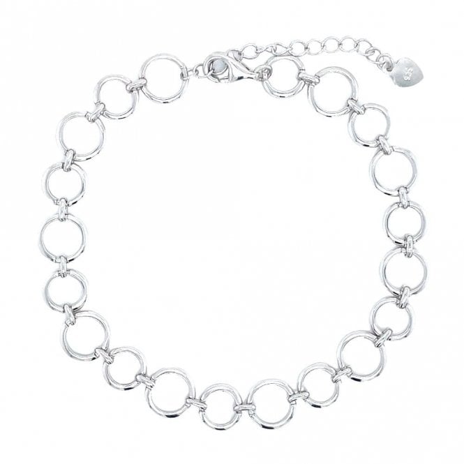 Faith Sterling Silver Sterling Silver Plain Open Circle Link Bracelet 17+3.5cm