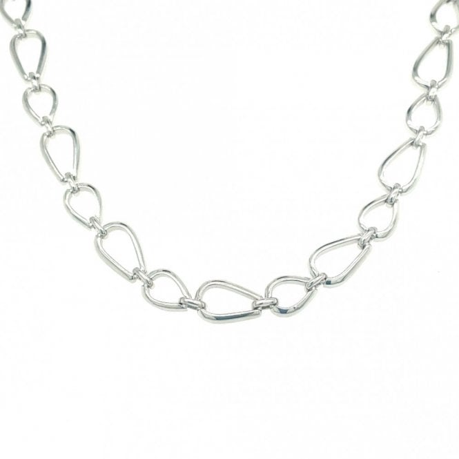 Faith Sterling Silver Sterling Silver Plain Open Small & Large Oblong Link Extendable Necklace 38.5cm + 5cm