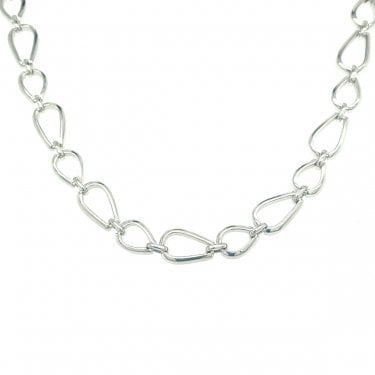 Sterling Silver Plain Open Small & Large Oblong Link Extendable Necklace 38.5cm + 5cm