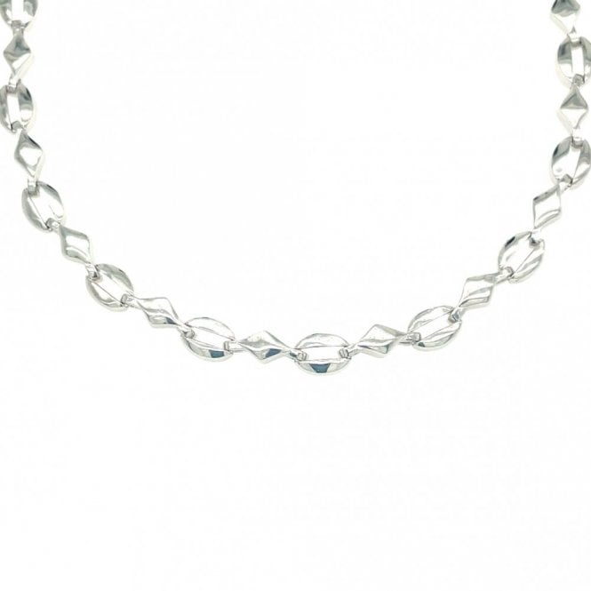 Faith Sterling Silver Sterling Silver Plain Round & Diamond Shaped Link Extendable Necklace 39.5cm + 6cm