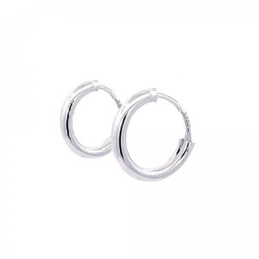 Sterling Silver Plain Sleeper Hoop Earrings 10mm 