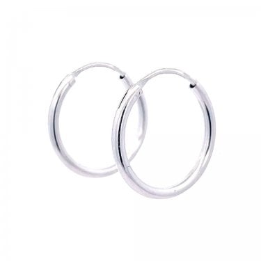 Sterling Silver Plain Sleeper Hoop Earrings 20mm 