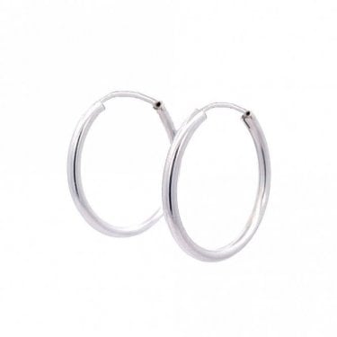 Sterling Silver Plain Sleeper Hoop Earrings 25mm 