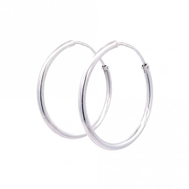 Faith Sterling Silver Sterling Silver Plain Sleeper Hoop Earrings 30mm 
