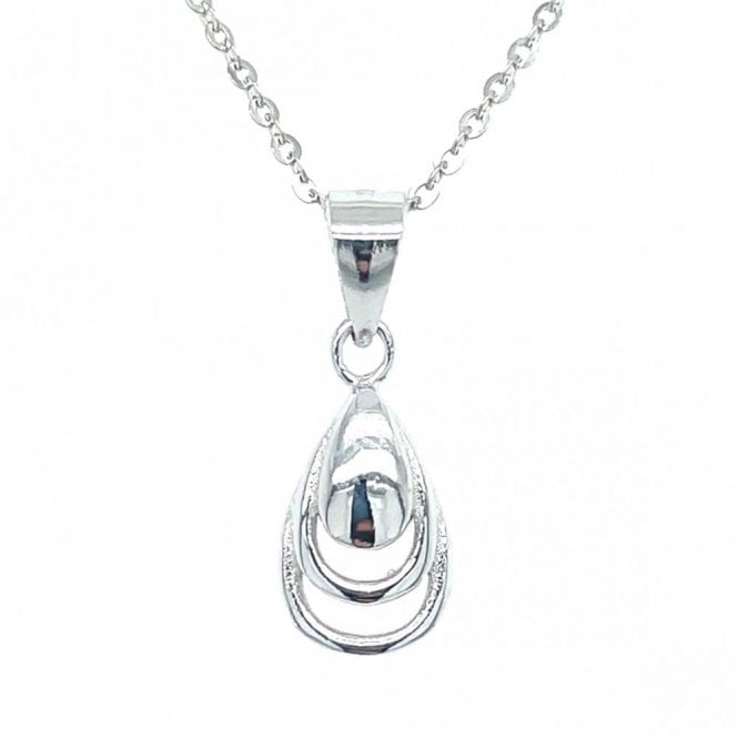 Faith Sterling Silver Sterling Silver Plain Teardrop with Double Shadow Necklace 11x7mm, 16-18