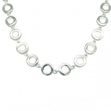 Sterling Silver Plain Thick Open Circle Link Necklace 39.5cm + 3.5cm