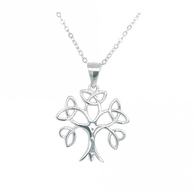 Faith Sterling Silver Sterling Silver Plain Tree of Life Outline Necklace 19x18mm, 16-18