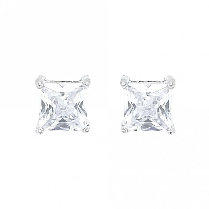 Faith Sterling Silver Sterling Silver Princess Cut CZ 4 Claw Stud Earrings 5x5mm