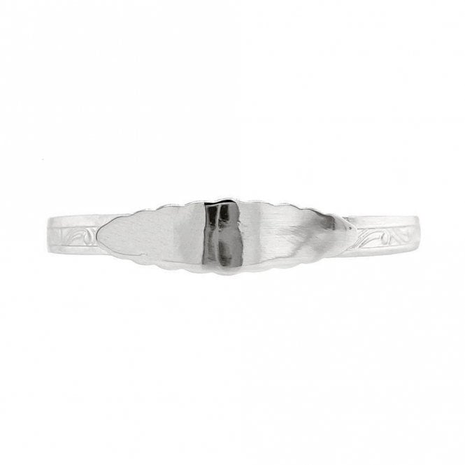 Faith Sterling Silver Sterling Silver Ridged ID Plate Patterned Baby Bangle 0.8cm, 4.5-6cm 