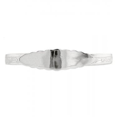 Sterling Silver Ridged ID Plate Patterned Baby Bangle 0.8cm, 4.5-6cm 