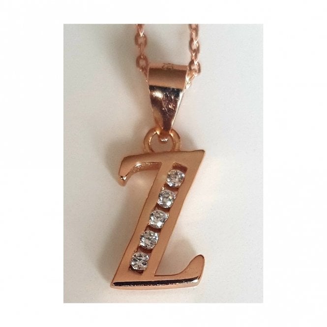 Faith Rose Gold Sterling Silver Sterling Silver Rose Gold Initial Z Pendant 11mm x 8mm with Diamond Cut 18