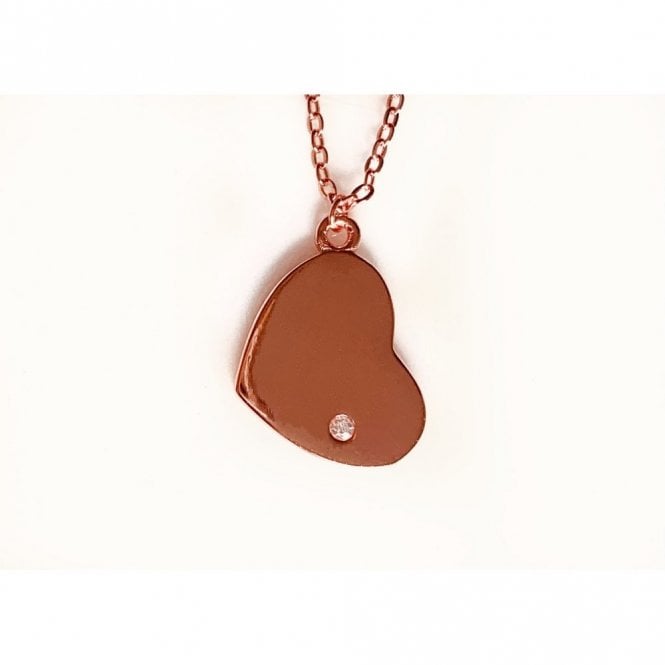 Faith Rose Gold Sterling Silver Sterling Silver Rose Gold Single Stone Plain Heart 15 x 13mm Pendant on Diamond Cut Chain