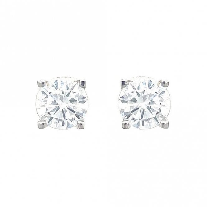 Faith Sterling Silver Sterling Silver Round CZ 4 Claw Stud Earrings 6x6mm