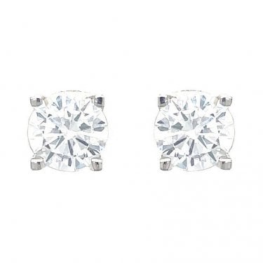 Sterling Silver Round CZ 4 Claw Stud Earrings 6x6mm