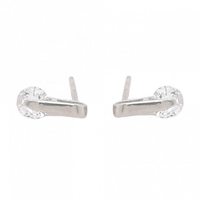 Faith Sterling Silver Sterling Silver Round CZ Behind Plain Bar 4x10mm Stud Earrings