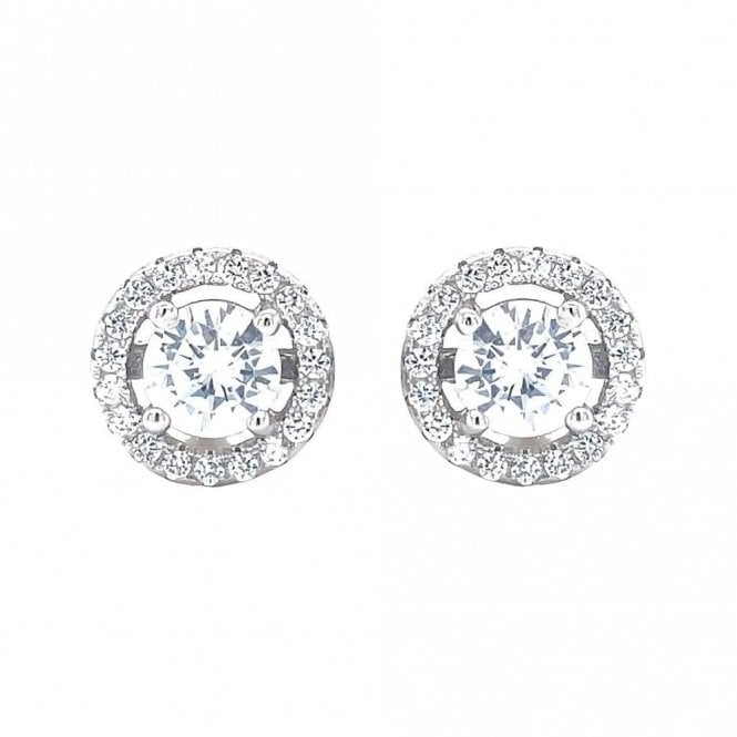 Faith Sterling Silver Sterling Silver Round CZ Centre with Floating Halo Stud Earrings 10x10mm
